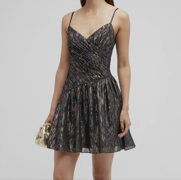 NWT Aidan by Aidan Mattox Women Black Metallic Asymmetrical Mini Dress Sz 10 - Picture 1 of 10